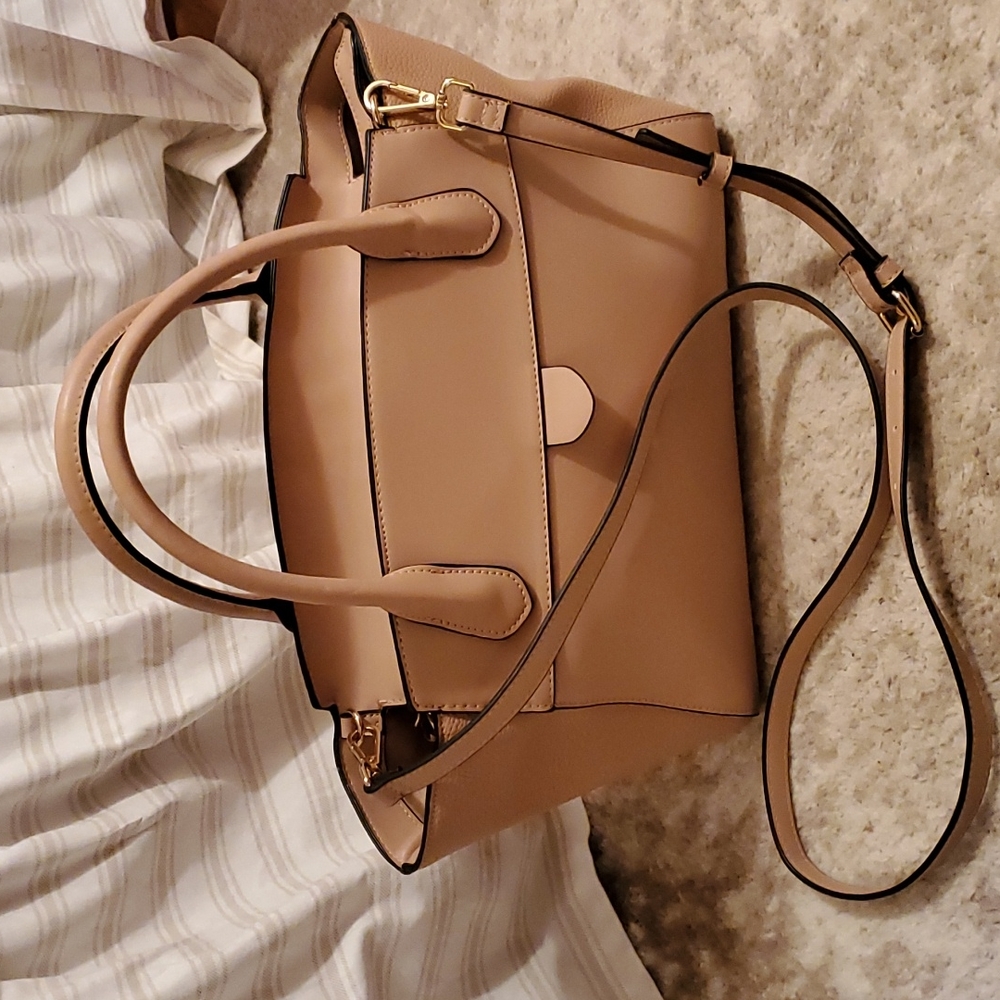 A New Day Blush Faux Leather Handbag with Crossbody Strap
